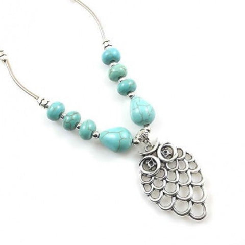 Owl Carving Necklace Tibetan Silver