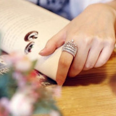 Fashion Crystal Imperial Crown Finger Ring Set