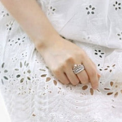 Fashion Crystal Imperial Crown Finger Ring Set