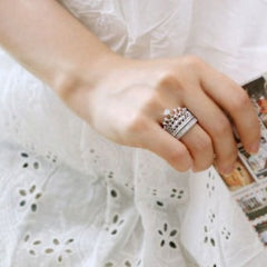 Fashion Crystal Imperial Crown Finger Ring Set