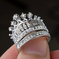Fashion Crystal Imperial Crown Finger Ring Set