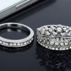 Fashion Crystal Imperial Crown Finger Ring Set