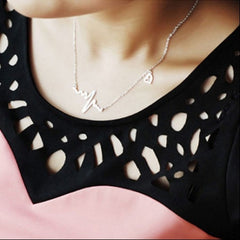 Wave Heart Charm Lightning Necklace