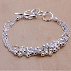 Multi Layer Silver Beads Toggle Bracelet