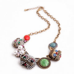 Crystal Choker Cartoon Cat Pendant Necklace