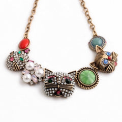Crystal Choker Cartoon Cat Pendant Necklace