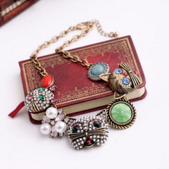 Crystal Choker Cartoon Cat Pendant Necklace