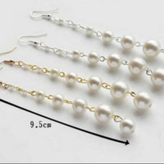 Long Pearl Dangle Beads Earrings