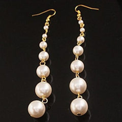 Long Pearl Dangle Beads Earrings