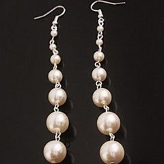 Long Pearl Dangle Beads Earrings