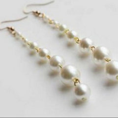 Long Pearl Dangle Beads Earrings