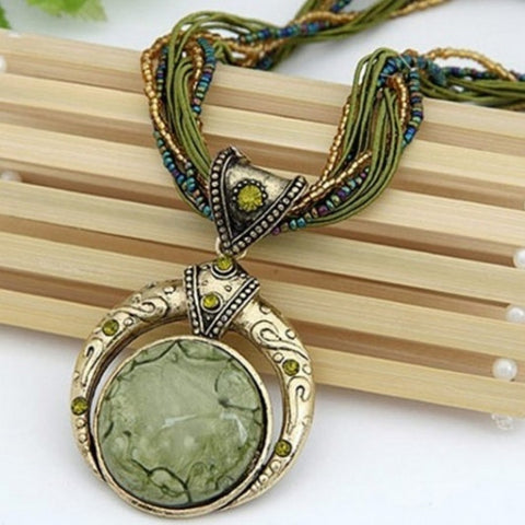 Multilayer Beads Crystal Pendant Necklace