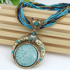Multilayer Beads Crystal Pendant Necklace