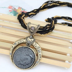 Multilayer Beads Crystal Pendant Necklace