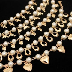 Pearl Love Heart Cross Pendant Bracelet