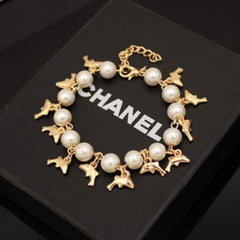 Pearl Love Heart Cross Pendant Bracelet