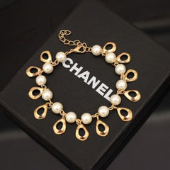 Pearl Love Heart Cross Pendant Bracelet