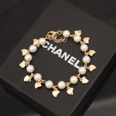 Pearl Love Heart Cross Pendant Bracelet