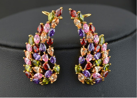 Cubic Zirconia Angel Wings Design Earrings