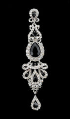Big Black Drop Crystal Long Earrings
