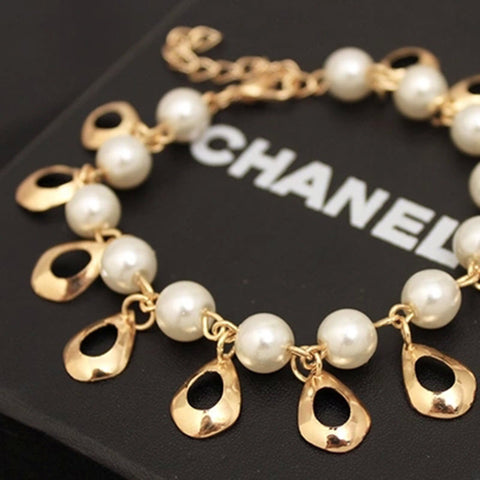 Pearl Love Heart Cross Pendant Bracelet