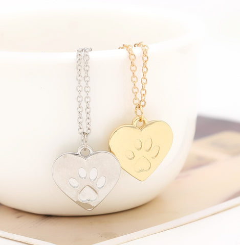 Heart Paw Claw Pendant Necklace