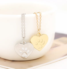 Heart Paw Claw Pendant Necklace